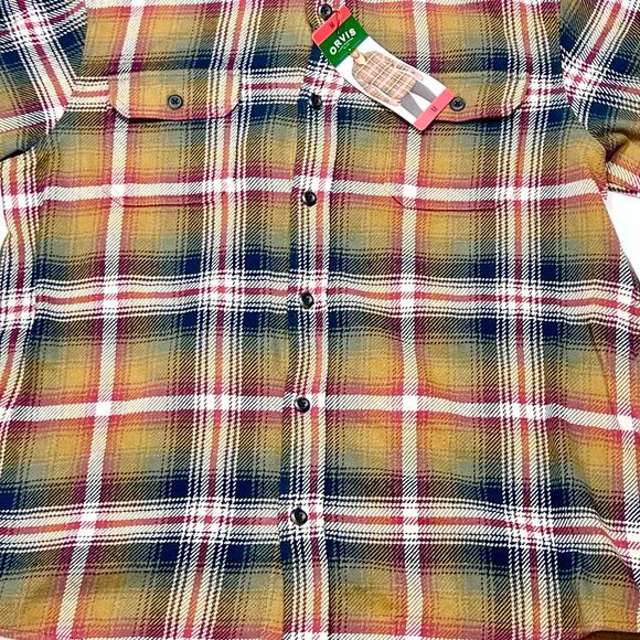 Orvis Tan Plaid Heavyweight Flannel Men Medium Long Sleeve Button Down Shirt New - Picture 3 of 12